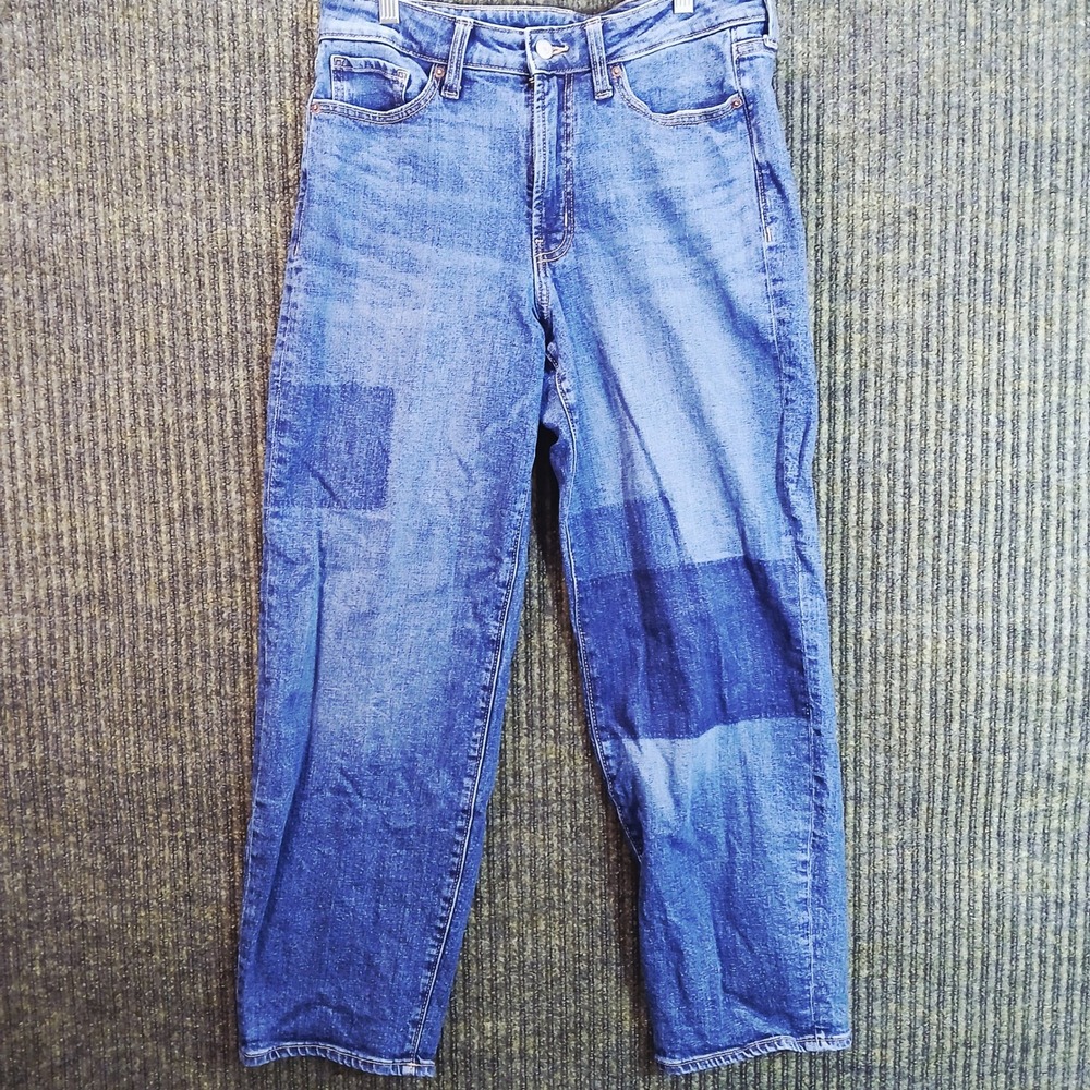 Old Navy OG Loose‎ High Rise Patchwork Jeans Women 10 Blue Medium Wash Relaxed